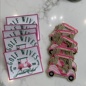 Golf Wives Patch Set with Pink Golf Cart
